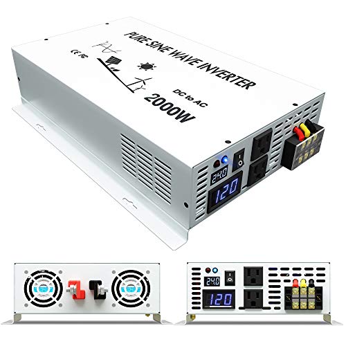 Wzrelb 2000W High Frequency Power Inverter True Pure Sine Wave Solar Power Inverter Off Grid Dc Ac 24V Dc To 120V Ac #TOP1