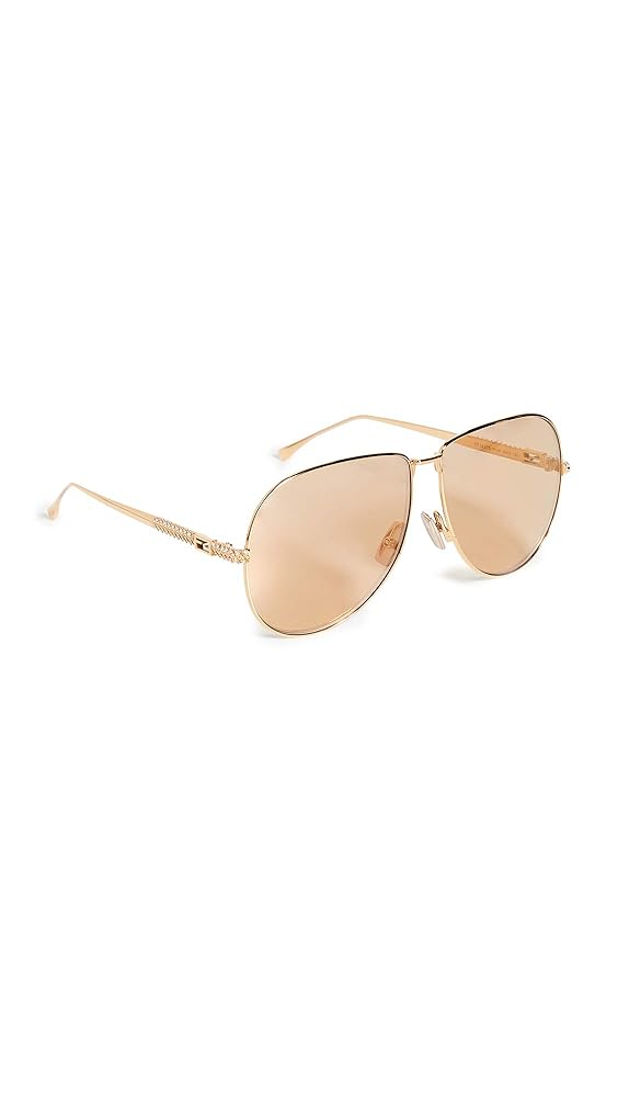 FENDI Women's Classic Aviators, Yellow Gold Brown Ar, One