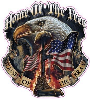 Nostalgia Decals Home of The Free Because of The Brave - Calcomanía grande (12 x 10 pulgadas)