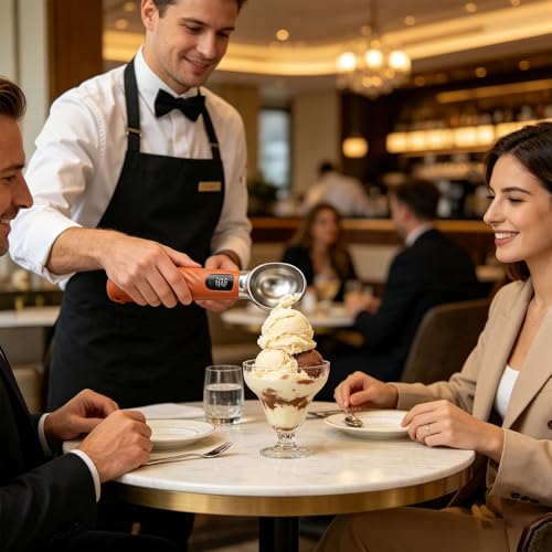 Cuchara de postre recargable USB con pantalla de luz y mango ergonómico para helado 7