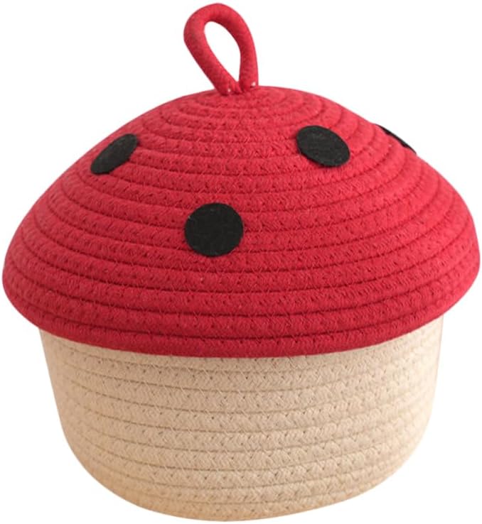 Cotton Rope Woven Storage Basket 7.87X7.87X6.29In Organizer Container for Snacks Toys Sundries Desktop Wardrobe Bedroom