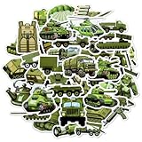 Paquete de 50 calcomanías militares para niños, impermeables, camuflaje, camión cisterna, calcomanías de vinilo para botellas de agua, portátiles, cascos, monopatines, regalo para niños