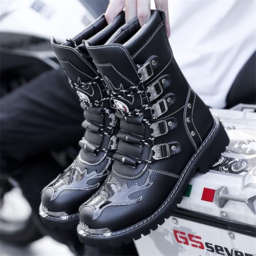 Men Drive Steel Toe Boot Motorcycle Boot Workwear Knight Racing Shoes Leather Thick Soled Non Slip Shoeses3