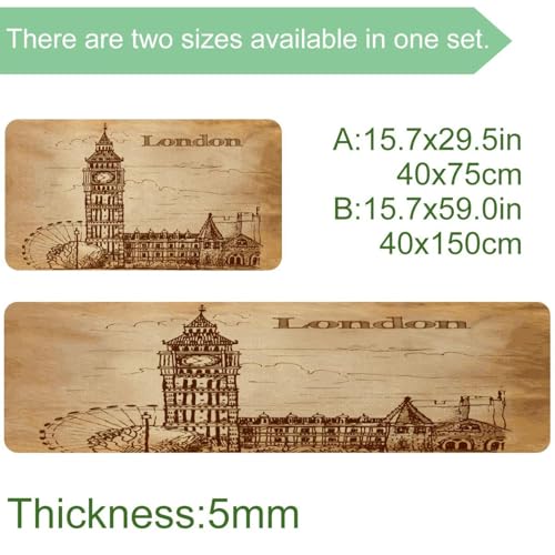 Alfombrillas decorativas de Londres para cocina y cuarto de lavado juego antideslizante 3
