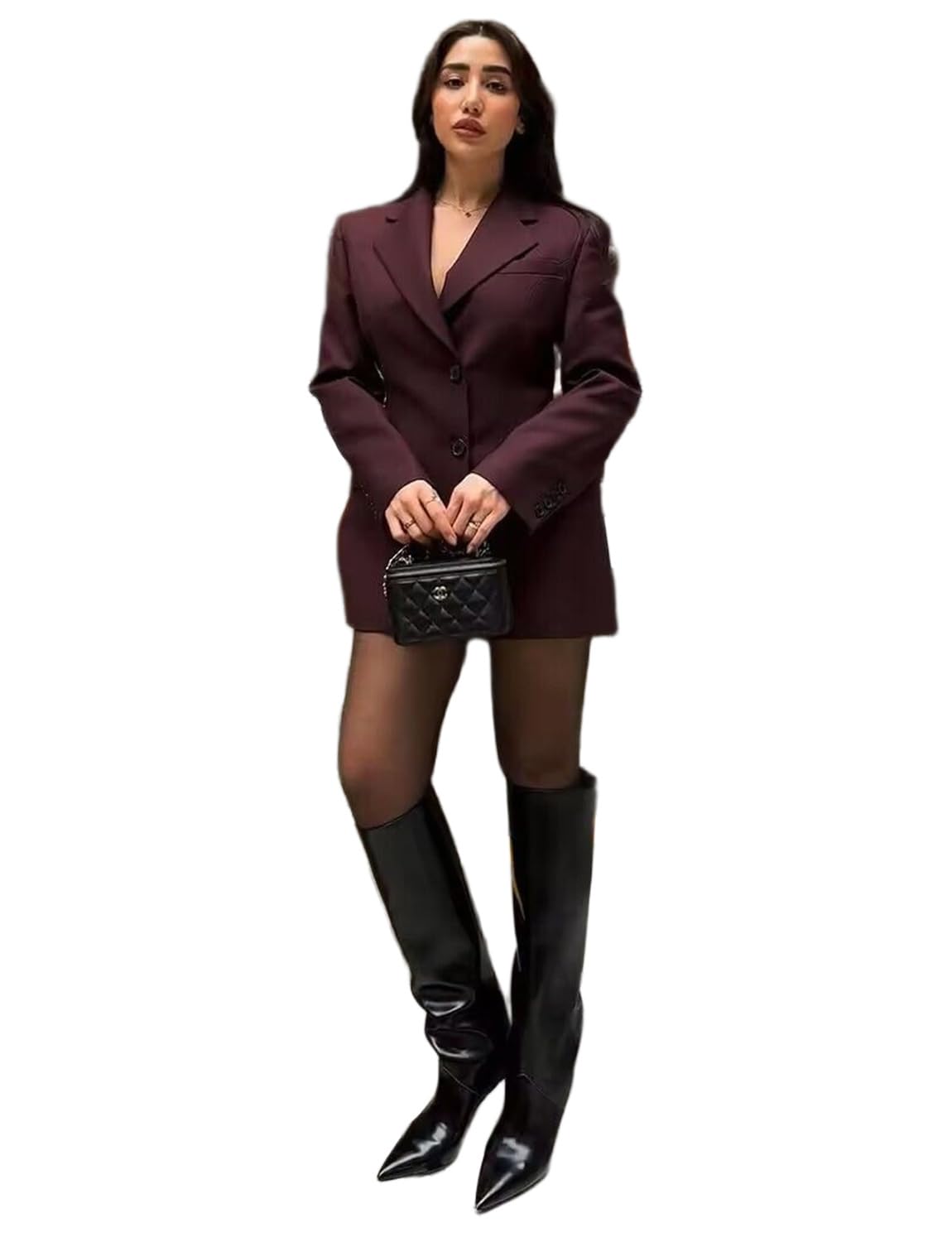 Womens Suit Jacket and Short Skirt Set Two-Piece Peak Lapel Single Breasted Button Prom Tuxedos Daily