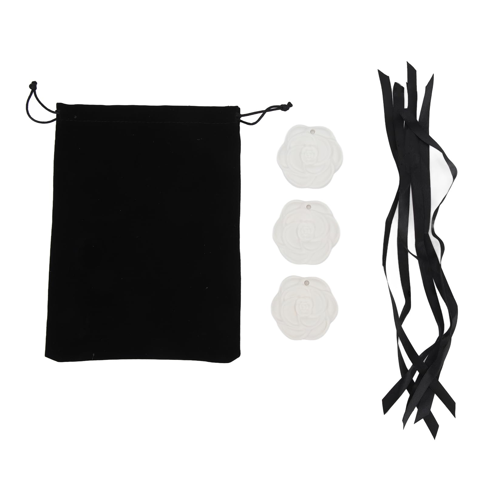 BORDSTRACT Exquisite White Camellia Carved Aromatherapy Wax Tablets - Long Lasting Fragrance Flower Sachets for Wardrobe, Car, and Home Decor - Set of 3 Different Fragrances