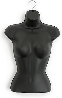 Displays2go Formas de Vestido para Colgar Ropa de Mujer, Color Negro, Juego de 10
