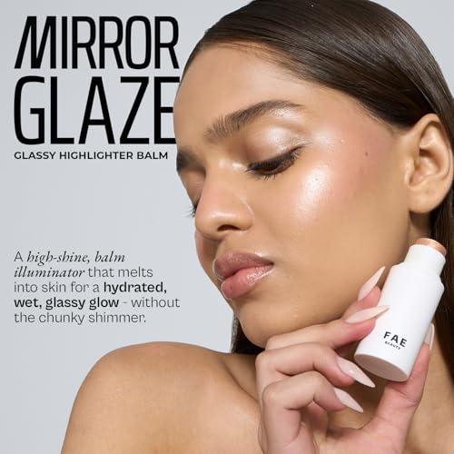 Image of FAE Beauty Mirror Glaze - Glass Balm Illuminator | Dewy, High Shine Illuminating Multi Stick | Long Wear | For high-shine, glassy glow | Made with LumiPearl Technology, Hyaluronic Acid, Marula Oil | Shade - Lunar