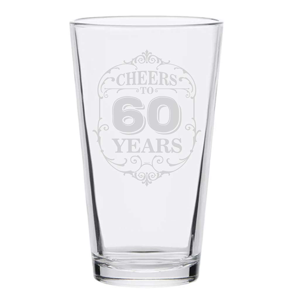 Veracco Cheers To 60 Years 60th Birthday Gift For Him Her Sixty and Fabulous Pint Beer Glass (Clear, Glass)