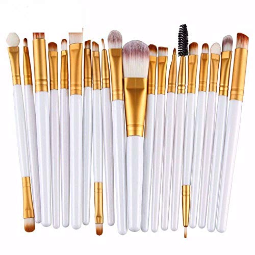 Kit Pinceis Branco Maquiagem Profissional 20 Peças