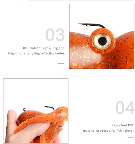 Miniatura 10 de East Rain Artficial - Cebo de natación de pulpo con falda cola de lingcod para pesca en agua salada (PVC, 3.547.879.45 pulgadas, 0.816.359.88 onzas,