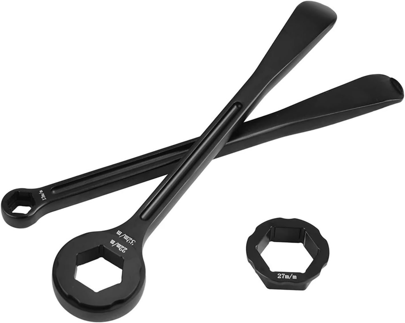 Kickstands Jiffy Stands Tire Lever Wrench Spanner Tool Compatible with All 04-2022 10/13/22/27/32mm(Black)