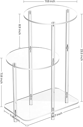 Miniatura 10 de Eglaf Mesa auxiliar de acrílico de 3 niveles, mesa auxiliar cuadrada, mesita de noche transparente, mesita de noche pequeña, mesa de entrada, para
