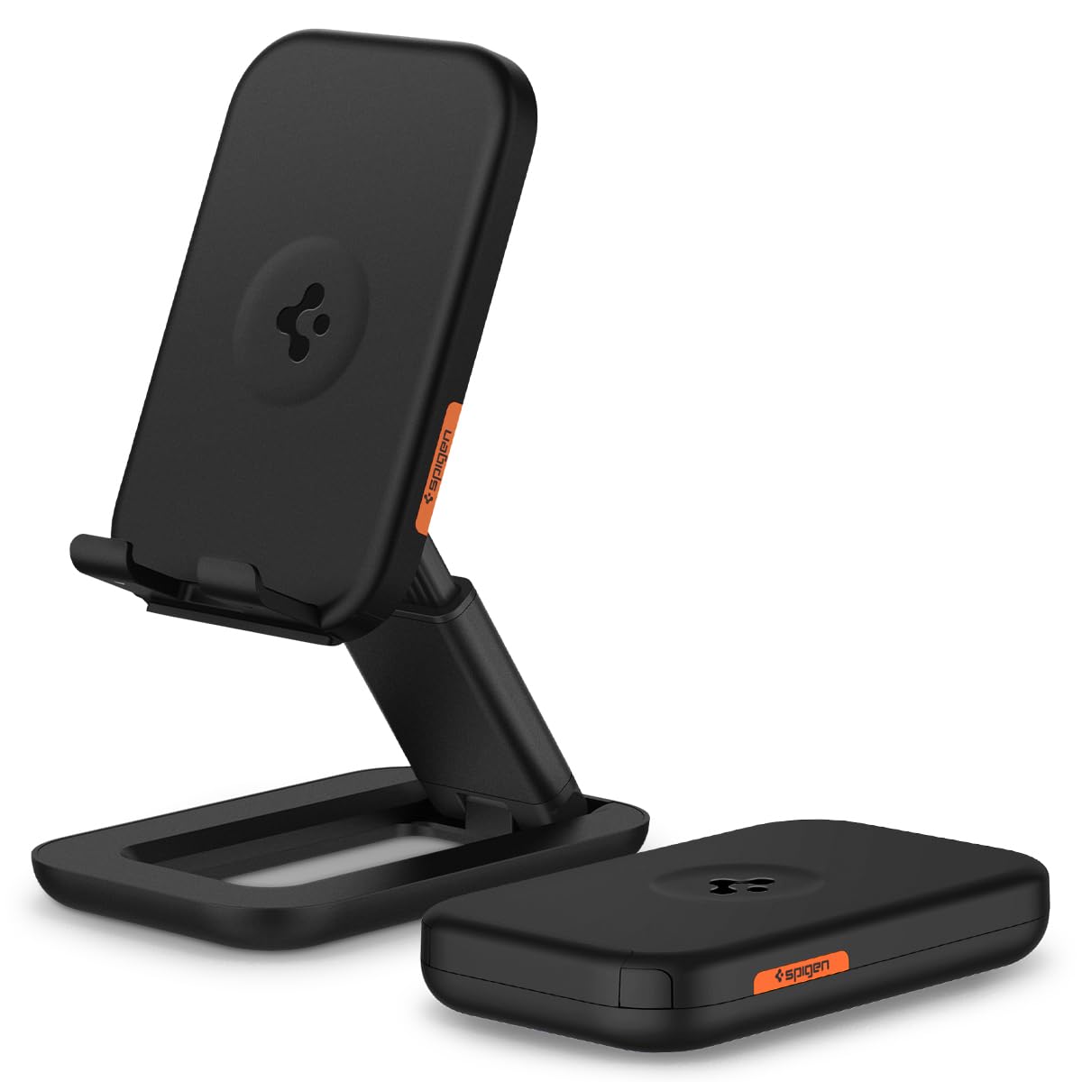 Spigen Adjustable Foldable Travel Universal Cellphone Stand Holder Designed for All Phones, Tablets, Portable Monitors, Nintendo Switch, Desktop and More - Black