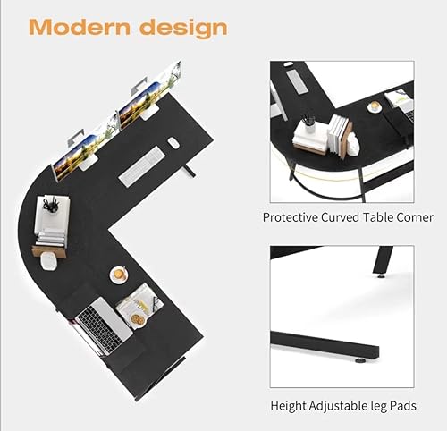 Miniatura 4 de Escritorio esquinero en forma de L para computadora para espacios pequeños oficina en casa estudiante estudio dormitorio trabajo mesa de escritura
