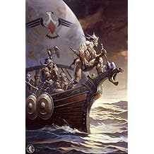 Viking Poster Gothic Fantasy Wall Art Kane على البحر الذهبي بواسطة Frank Frazetta Cool Wall Art Print Poster 12x18
