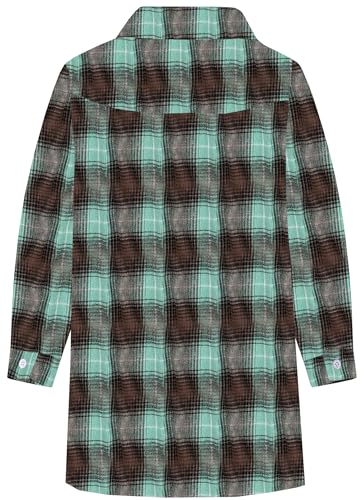 Image of SANGTREE Women and Girls Oversized Flannel Plaid Shirt Mid-Length Casual Button Down Shirt with Pockets
