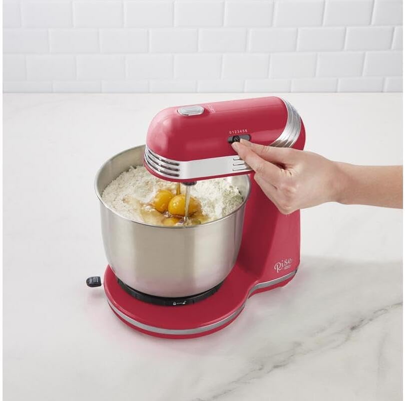 Red 3 qt. Cap. 6 Speed Stand Mixer