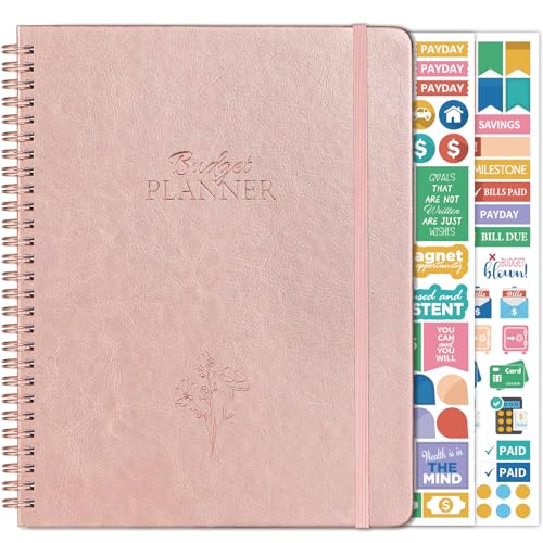 Budget Planner - Monthly Budget Book with Bill Tracker, Bill Organizer & Financial Planner to Take Control of Your Money, 8\'\'x10\'\', 2025 Account Book to Track of Your Expenses - Rose Gold