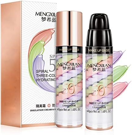 Btspring 2pcs Pore Primer, Color Correcting Facial Serum, Face Makeup Primer Base,Isolation Cream,Invisible Pore,Oil Control, Brightening Moisturizing Essence Concealer Foundation (#1)