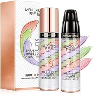 Btspring 2pcs Pore Primer, Color Correcting Facial Serum, Face Makeup Primer Base,Isolation Cream,Invisible Pore,Oil Control, Brightening Moisturizing Essence Concealer Foundation (#1)