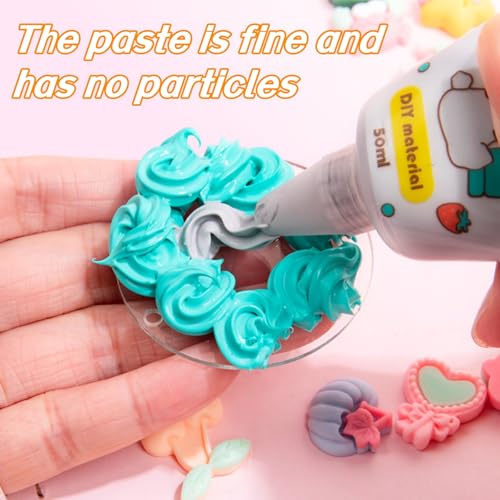 12 Stücke Simulation Gefälschte Schlagsahne, Simulations Schlagsahne Kleber Set, Künstlicher Creme-Kleber, Cremefarbene Tonklebstoffe für Spiegel DIY Handgemachte Handwerk