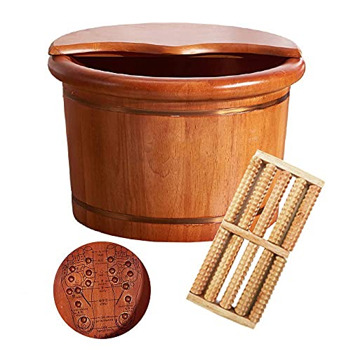 SBCGFY Secchio per Pediluvio in Legno con Rullo