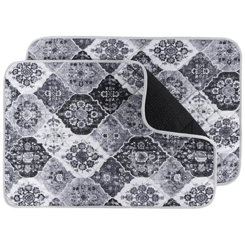 Image of IEUUMLER Washable Pee Pads for Dogs, 2 Pack Reusable Pee Pads for Dogs Non-Slip Grip, Super Absorbent Waterproof Puppy Pads for Potty Training, Playpen, Crate, Whelping Box EU011 Black Grey, 36x31