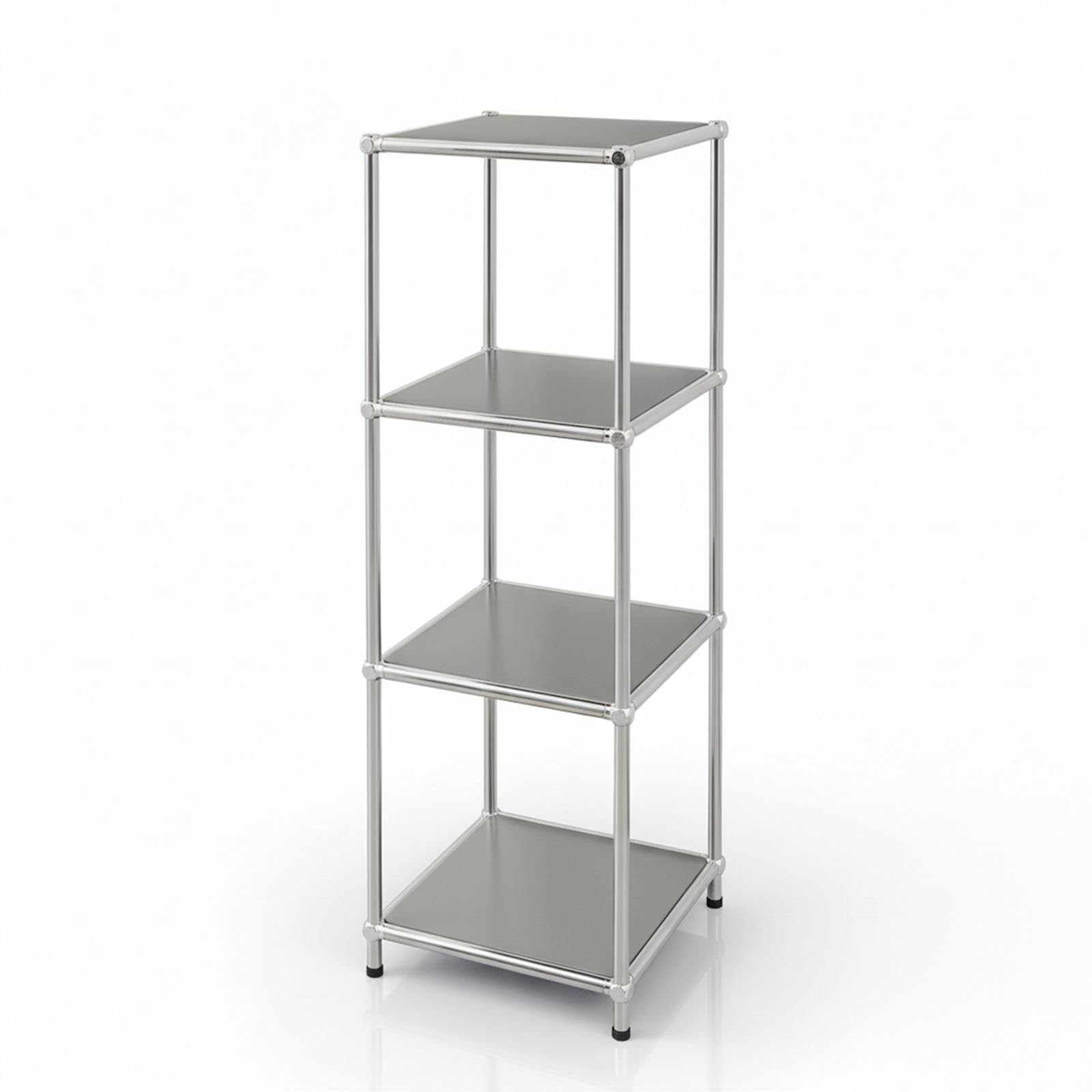 Floordirekt Concept Epure MK-005 - Estantería de metal (4 niveles, 95 x 30 x 30 cm), diseño moderno, color gris y cromado