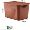 3 Piece Modern Lid Storage Box Set -15 Liter – Orange - With Portable Handle, In-Cabinet Organizer, Multi-Purpose Organizer Box, Toy & Clothing Box