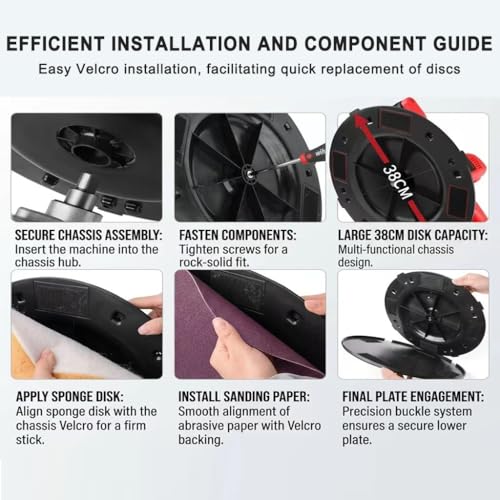 Image of Cordless Wall Smoothing Polishing Machine, 21V Electric Power Trowel for Concrete Plaster and Cement Mortar, 38cm Pad Putty Trowel, Pure Copper Motor 6 Speed Adjustment 40 to 300 rpm(10 cell battery)