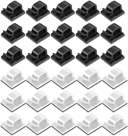 Auto-adhésif Fil/câble Clips En Plastique Lot De 100 Clips Câbles, Cable Adhesif Rangement De Câble, Attache Attache Cable Electrique