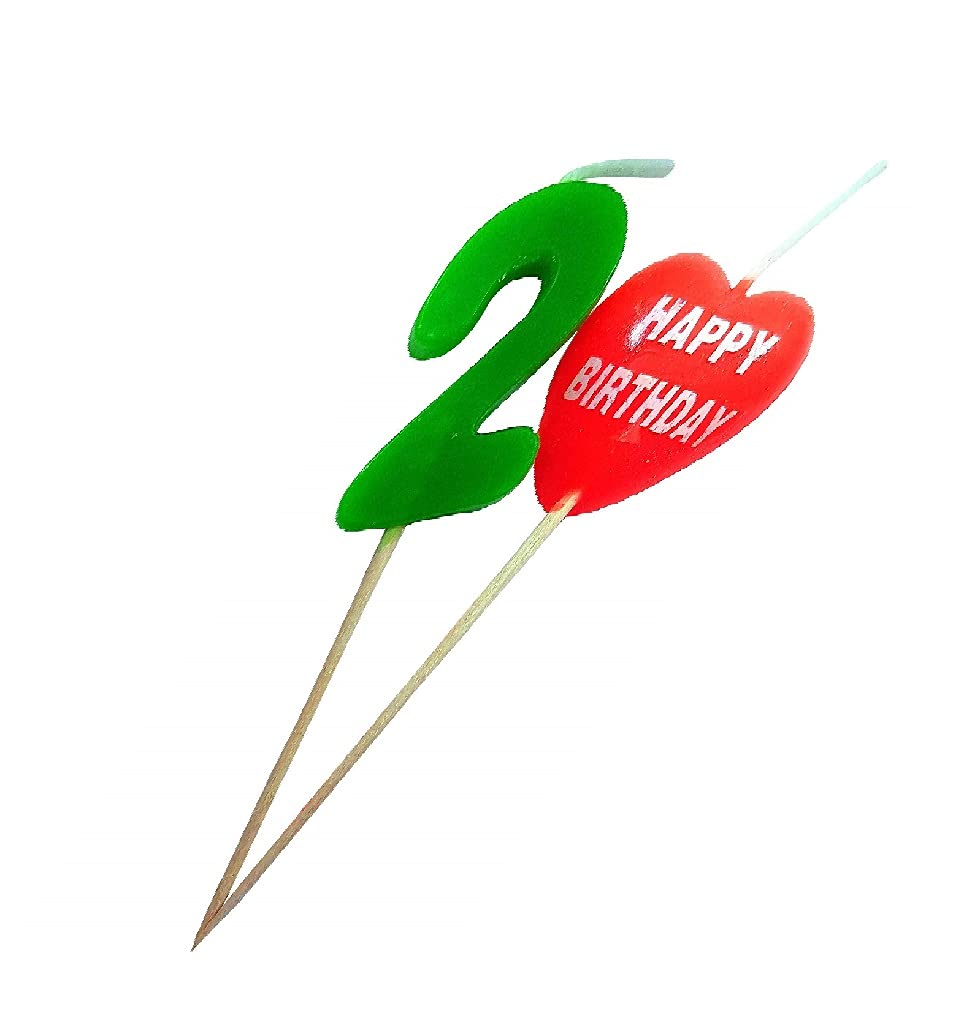 Jindal Party Products Number 2 Heart Shape, Happy Birthday Written Wax Candle