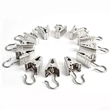 Metall-Vorhang-Clips mit Haken, robuste silberfarbene Vorhang-Aufhängung für Stangen, Quetschklammern für Foto-Display und Wäschetrocknen, kleine Binder-Clips, 20 Stück