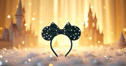 Miniatura 5 de KARETT Diadema de orejas de ratón con lentejuelas y lazo con purpurina, disfraces de cosplay, decoraciones de fiesta de princesa para niñas y mujeres