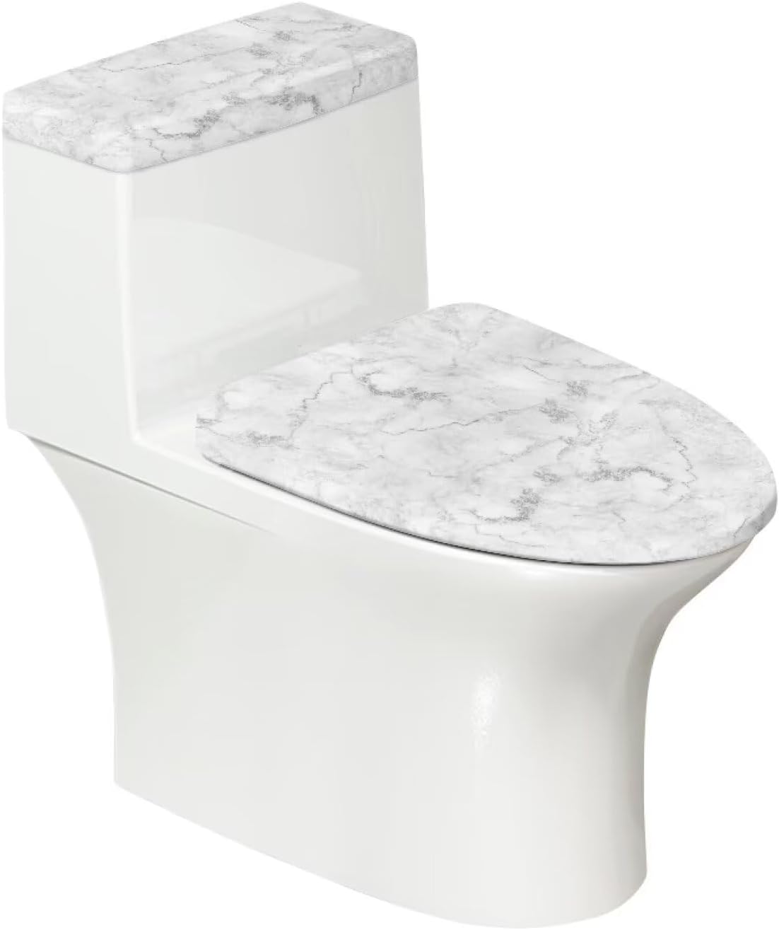 Marble Pale White Leaf Toilet Lid Dust Pads and Toilet Tank Lid Cover Dustproof Bathroom Decorative Accessories Fits Most Toilet Lids