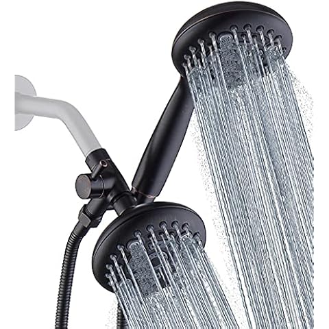 G-promise High Pressure Dual Shower Head Combo | 72 Inches Flexible Stainless Steel Hose, 3-Way Solid Brass Diverter Bracket (Oil Rubbed Bronze) Cover