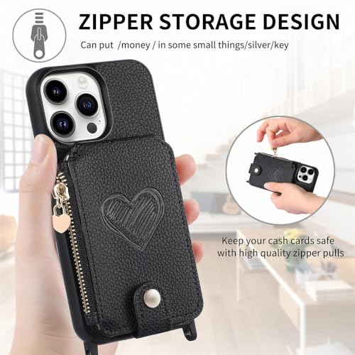 Étui en cuir iPhone 14 Plus ENILSA marron style portefeuille chic avec lanière - 3