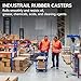 ASOMWLS 3'' Caster Wheels Heavy Duty Industrial Casters Set of 4, Non-Marking Rubber Casters for Cart Furniture Workbench, 1000 lbs Capacity (4 Swivel)