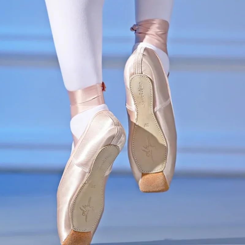 Scarpe da Ballo for Donna, Scarpe Punta Professionali for Bambini e Adulti, con Nastri, Ginnastica Ragazza