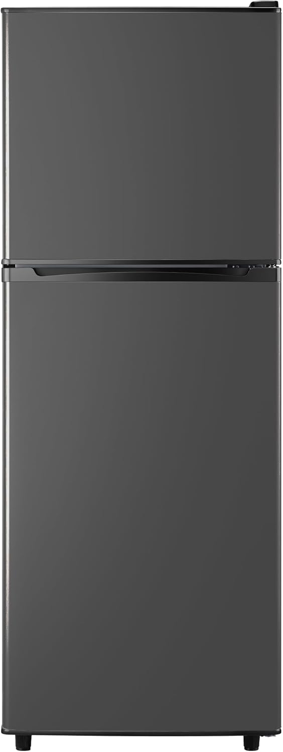 4.5 Cu.Ft. Refrigerator with Freezer,2-Door Design,7-Level Temperature Control,5 Adjustable Thermostat & 4 Removable Glass Shelves (Grey) - Image 1 of 8