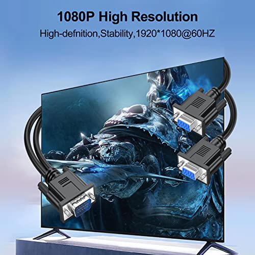 Ukyee Vga Splitter Cable 10-Pack Dual Vga Monitor Y Cable 1 Male To 2 Female Adapter Converter Video Cable For Screen Duplication - Does Not Show Separate Displays (No Screen Extension)-Black #TOP5