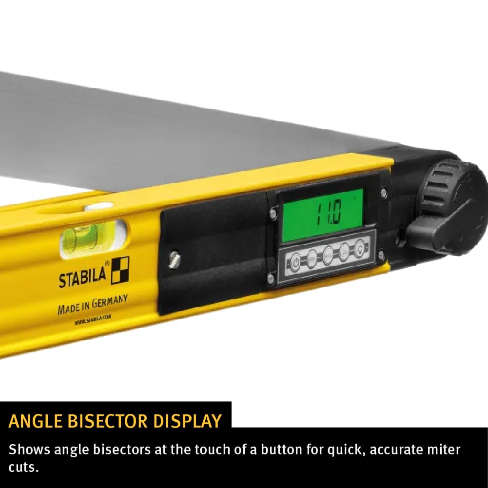 Stabila 39032 TECH 700 DA medidor de ángulo electrónico digital, de 32 pulgadas, nivel de burbuja y bisel