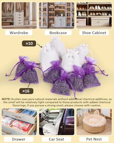 Image of 52 Pack Cedar Chips and Natural Dried Lavender Sachets Bags - Stop Clothes Damage, Cedar and Lavendar Home Fragrance for Drawers and Closets