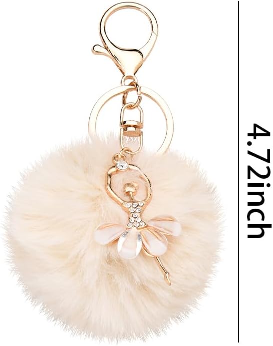 Kilener Ballet Keychains Fur Ball Keychain for Women Girls Gifts for Ballet Dancer Lovers Birthday Valentines Day Gifts - Image 2
