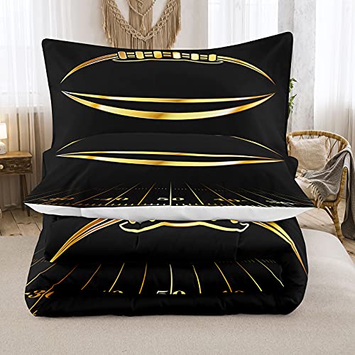 Bodhi Boys Comforter Twin,Black And Gold Comforter Set,Sports Comforter Bedding Set Twin Size,Football Bedding For Kids Boys,Kids Twin Bedding Set With Pillowcase #TOP2