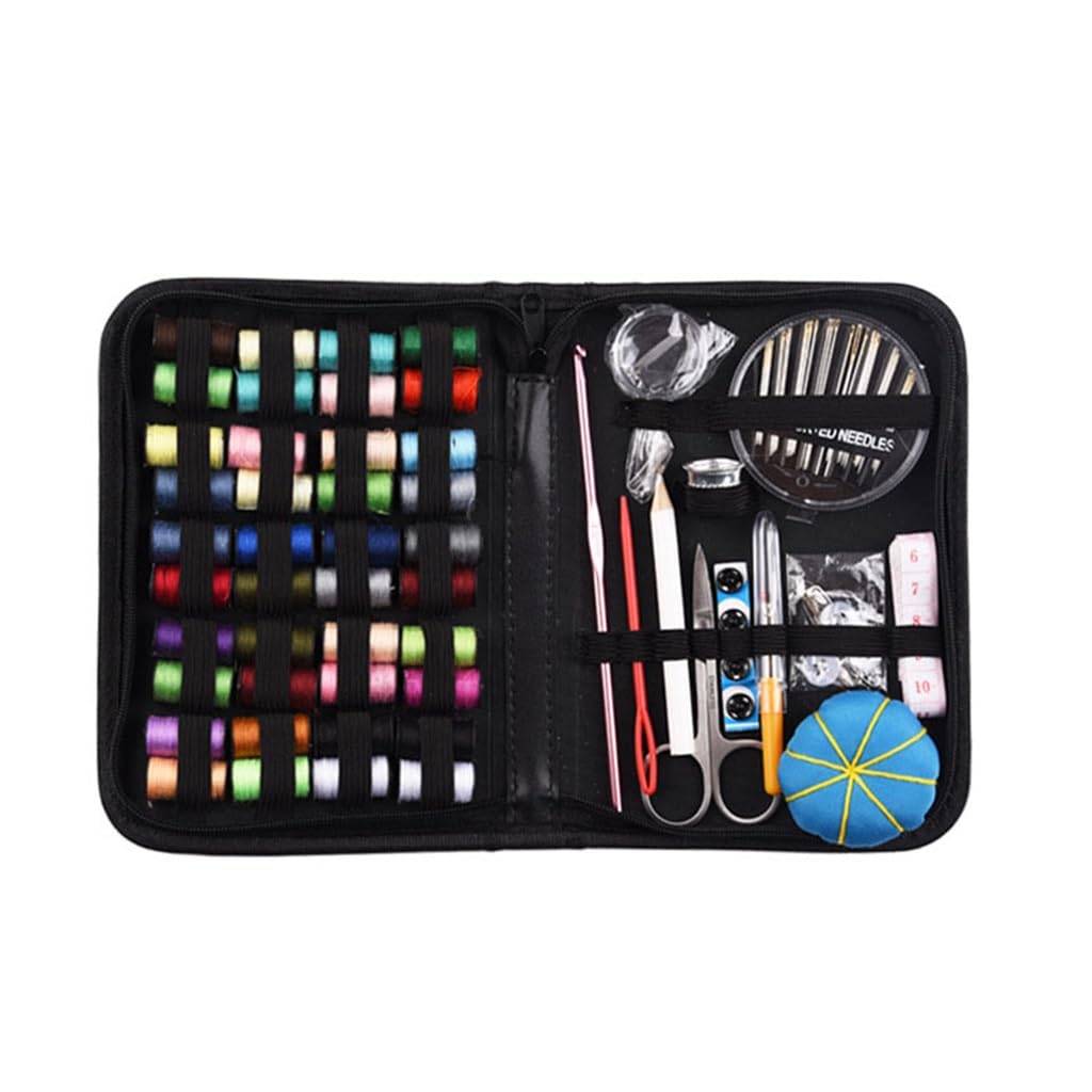 Sac de rangement portable for aiguilles et fils avec kit mercerie de 90 pièces