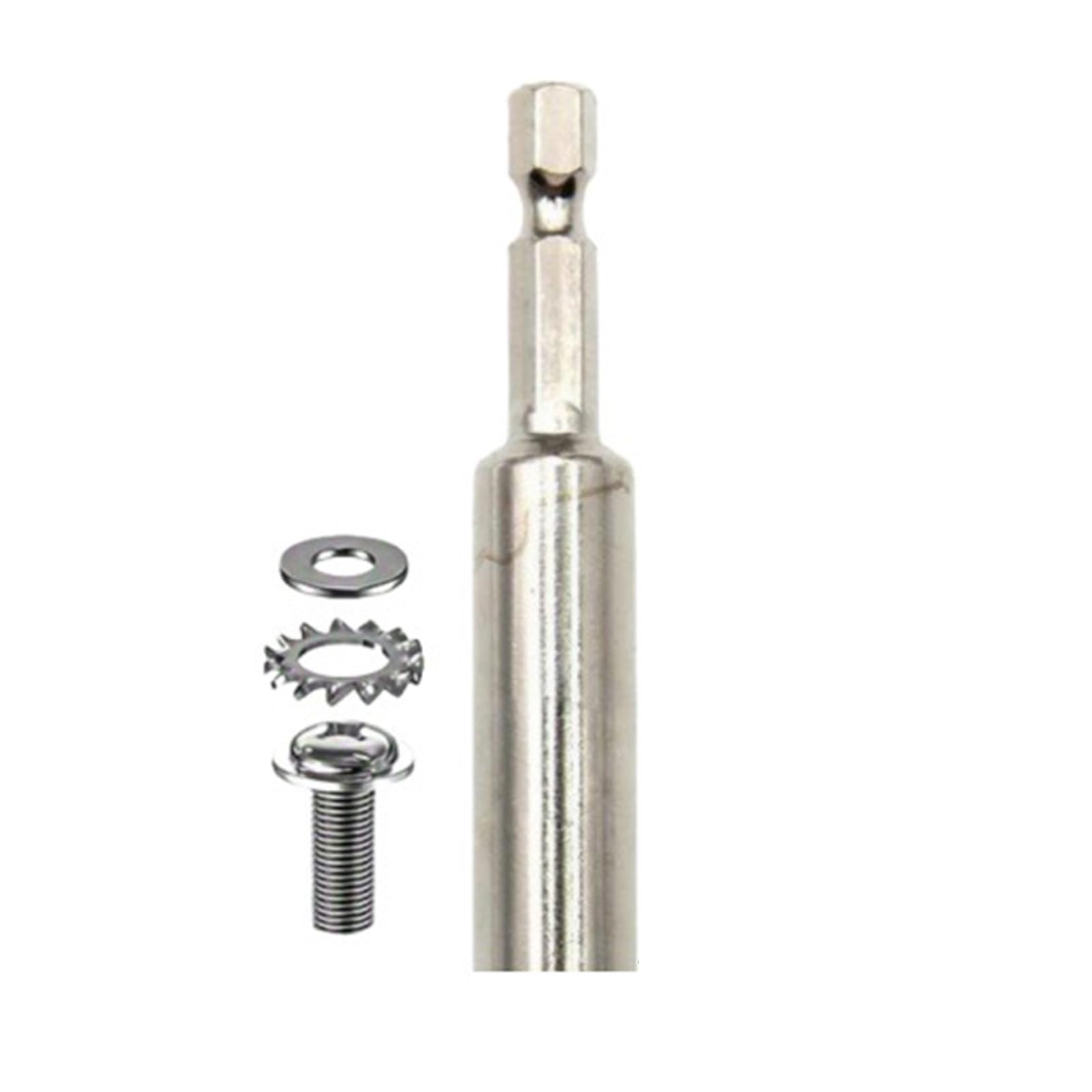 Hsioluted Easy Attachment Carbon Steel Hexagon Shank Extension Rod Includes Screw And Washer For Sawing On 6.3Mm Shank Drill Hexagon Extension Rod