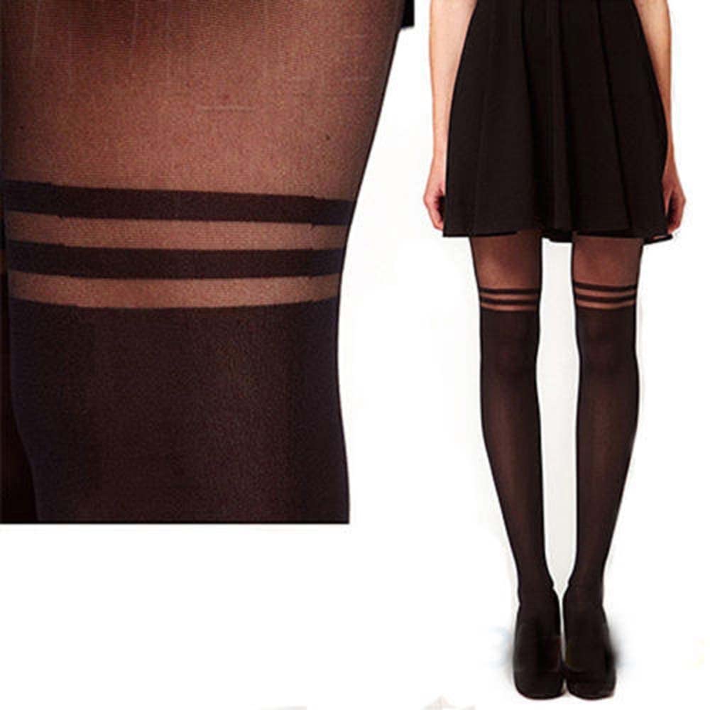 HMTE Calze Collant Sexy da Donna Calze di Seta a Doppia Banda Calze da Donna Sottili Collant Calze da Donna estive (Taglia Unica L)