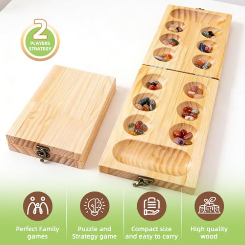 Juego de mesa Mancala para niños y adultos de madera miniatura 3